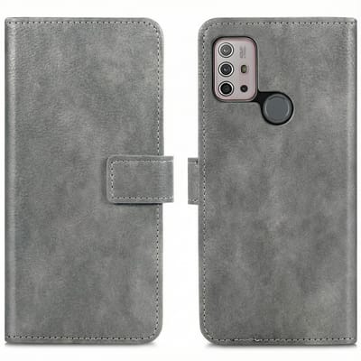 imoshion Hoesje - Geschikt voor Motorola Moto G10 / Motorola Moto G10 Power / Motorola Moto G20 / Motorola Moto G30 - Luxe Bookcase - Grijs