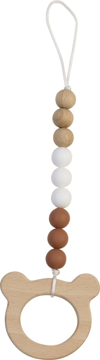BAMBAM Eco-vriendelijk houten Spenenclip Beer met siliconen kralen - BPA vrij - Baby cadeau