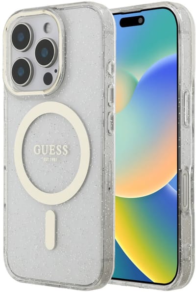 Guess telefoonhoesje voor iPhone 16 Pro - schokabsorberend - transparant