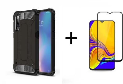 Hoesje Geschikt Voor Samsung Galaxy A50s/A30s Hybrid Armor Hoesje + Tempered glass - Zwart