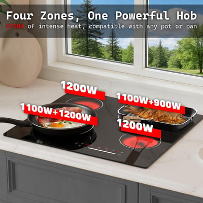 Inductie Kookplaat - Elektrisch fornuis - Thuis koken - Snelle verwarming - 60 cm - Zwart