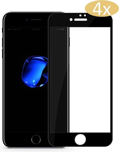 4 Stuks Screenprotector geschikt voor Apple iPhone 7 | Full Cover Volledig Beeld | Tempered Glass - van iCall