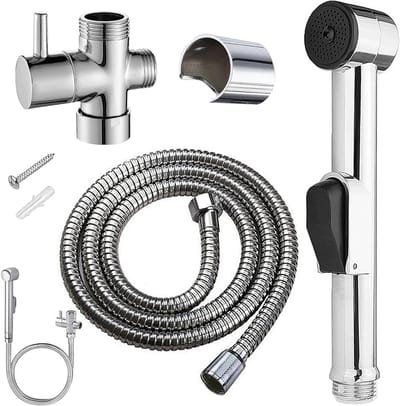 Handdouche Set voor Bidet met Tap Schakelklep, Roestvrijstalen Handdouche en 150 cm Douche Slang voor Badkamer en Keuken, Ideaal voor Hygiëne en Comfort