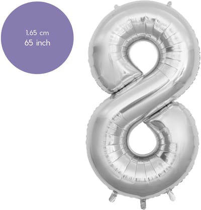 Fienosa Cijfer Ballonnen nummer 8 - Zilver - 165 cm - Helium Ballon - Verjaardag ballon - Verjaardag versiering - Leeftijd verjaardag - Verjaardagsballon - Verjaardag