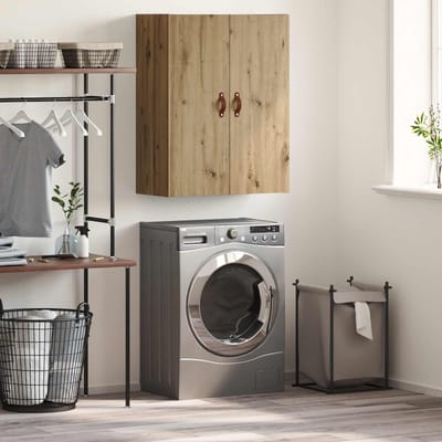 vidaXL - Wandkast - Artisan - Eiken - 69,5 - x - 34 - x - 90 - cm - Bewerkt - hout