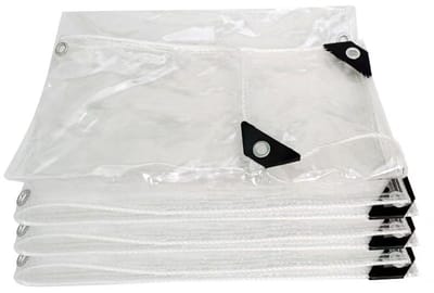 Afdekzeil -Transparant Afdekzeil - 200*200 cm- Heavy Duty PVC - Doorzichtig Zeil met Ogen - 100% Waterdicht-bestendig - Versterkte Randen - Voor Plantenkas, Balkon, Terras & Overkapping