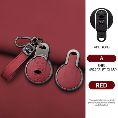 Pour Bmw Mini Cooper One Fun F54 F55 F56 R56 R57 R58 R59 R60 R61 Voiture Alliage de Zinc Cuir Étui Porte-Clés Housse Porte-Clés Accessoire black