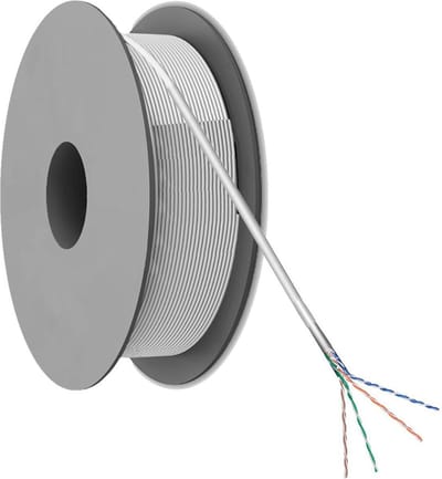 Netwerkkabel | Cat 5e | U/UTP | Vaste kern | CCA | 5mm | 50 meter | PVC | Op rol | Grijs | Allteq