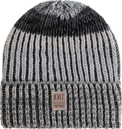 Knit Factory Remy Gebreide Muts Heren & Dames - Beanie hat - Grijs, antraciet & zwarte mix - Grofgebreid - Dames muts - Heren muts - Multicolor - Warme Wintermuts - Silver Mist - Unisex - One Size