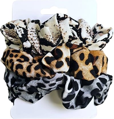 Fako Fashion - Haarelastiek - Scrunchie - Haarwokkel - Haarband - Animal Skin - 3 Stuks