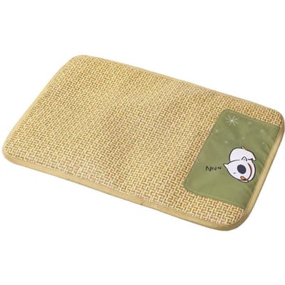 Zomer Vochtafstotende en Ademende Hondenmat voor Thuisgebruik Zomer Koele Hondenmat Kat Universele Rotan Mat Zachte Geweven Huisdiermat M 35x50cm beige