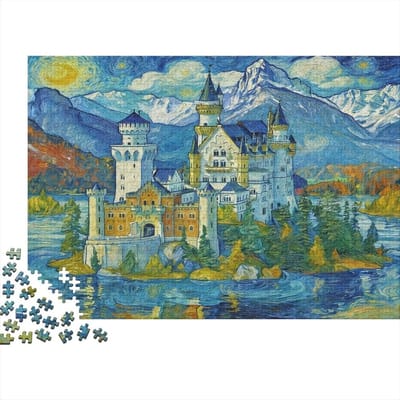 Legpuzzel 1000 stukjes - Volwassen puzzel - Ontspanning thuis - Hoogwaardig materiaal - 38 x 26 cm - Kasteel landschap