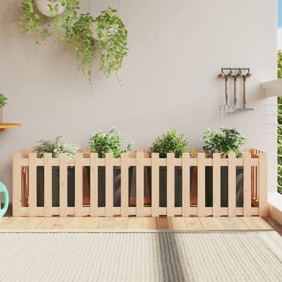 vidaXL - Plantenbak - verhoogd - met - hekontwerp - 200x50x50 - cm - grenenhout
