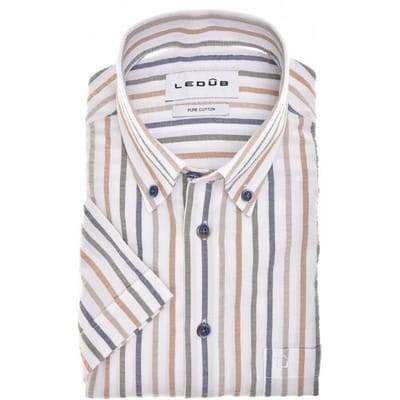 Ledûb Overhemd Multicolor Stripe Short Sleeve Button-Down Wit / male