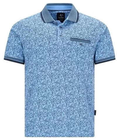 Hajo - Heren Poloshirt – Stay Fresh – Sky Blue – Floral Print - Maat L