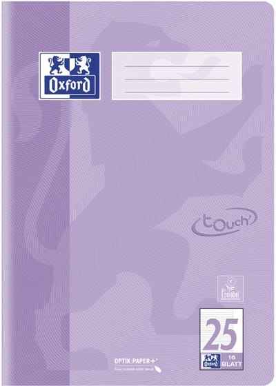 Oxford schoolschrift Touch Pastel, DIN A4, liniatuur 25, gelinieerd, sering
