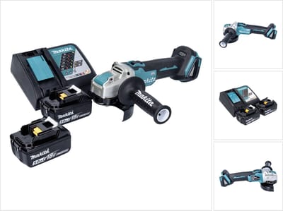 Makita DGA 521 RTX1 accu haakse slijper 18 V 125 mm X-LOCK Brushless + 2x accu 5,0 Ah + oplader