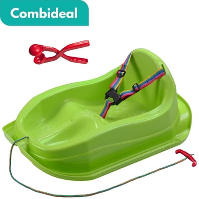 Tuilana ® - COMBIDEAL - Babyslee - Sneeuwslee - Met sneeuwbalknijper - Plastic slee baby / peuter - Groen
