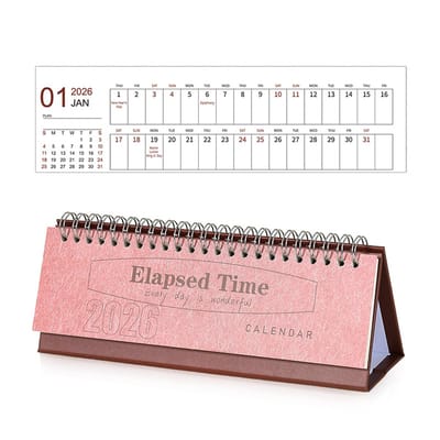 Mini bureaukalender 2026, eenvoudige staande flip-dagplanner voor kantoor en thuis, kleine bureaukalender, leuke creatieve tafeldecoratie (rood)