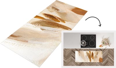 Keukenloper - Loper keuken - Verf - Bruin - Beige - 120x50 cm - Keukenloper vinyl