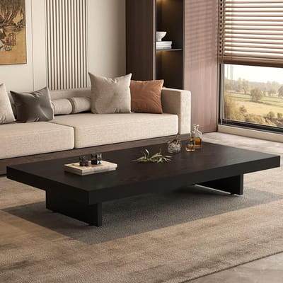 Japanse Vloertafel - Lage Salontafel - Woonkamer Gebruik - Massief Houten Constructie - 100 x 60 cm - Zwart
