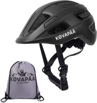 Køvapää® Lappi Fietshelm – Maat S/M (52–56 cm) – Inclusief Opberghoes en Regenhoes - Zwart