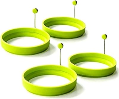 Spiegeleivorm Set - Eierring Pannenkoekvorm - Ontbijt Maken - Voedselveilig Siliconen - 4 stuks - Groen
