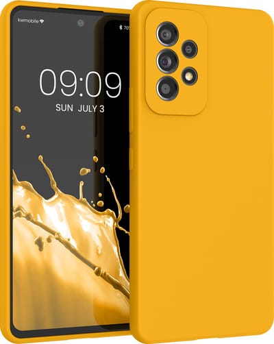 kwmobile telefoonhoesje geschikt voor Samsung Galaxy A53 5G - Hoesje met siliconen coating - Smartphone case in honinggeel