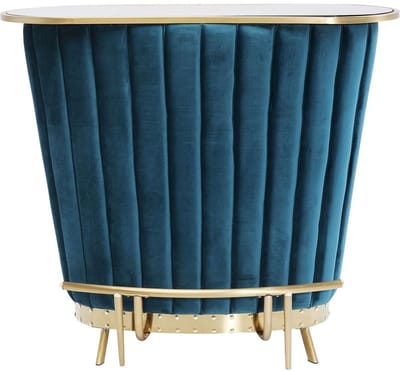 Kare Design Bartafel After Work Velvet - B120 X D44 X H107 Cm - Petrolblauw Fluweel