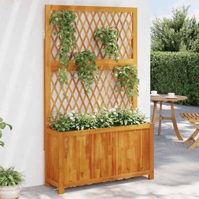 vidaXL - Plantenbak - met - latwerk - 100x32x165 - cm - massief - acaciahout