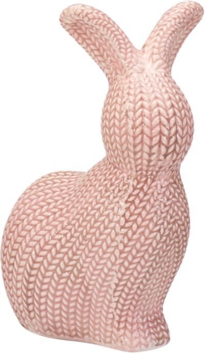 Home & Styling Decoratie paashaas / konijn - roze - dolomiet - 14 cm - paasdecoratie