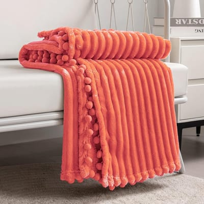 Zachte fleece deken plaid 51 x 63 cm - Koraal - Pluizig en warm voor bank en bed