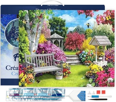 Figured'Art Diamond Painting set Volwassenen 40x50 cm met lijst Mooie tuin - 5D DIY Art full drill vierkante diamant - Canvas al ingelijst