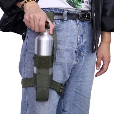 VHV - Beentas - Tactische beentas - Fleshouder - Heuptas met beenband - Waterfleshouder - Verstelbaar - Outdoor tas - Voor wandelen, vissen en kamperen - 4.5*28cm - Legergroen