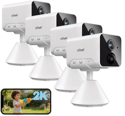 ieGeek Bewakingscamera voor Binnen met Accu - Bewakingscamera voor Binnen - Wifi-IP-Camera - Draadloze Bewakingscamera met Nachtzicht - PIR-Bewegingsdetectie - Tweeweg-Audio - Cloud/Geheugenkaart - mit 32G Karrt - 4Stuks