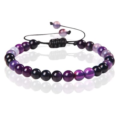 Memphis No.2 Natuursteen Armband Dames - 6mm Paarse Agaat