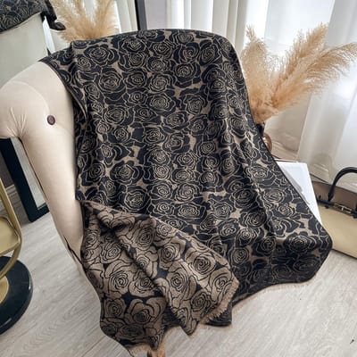 Écharpe Camélia en Cachemire de Luxe pour Femme Châle Chaud d'Hiver et Bandeau Wrap Bandana Pashmina Écharpes à Imprimé Rose One Size gray