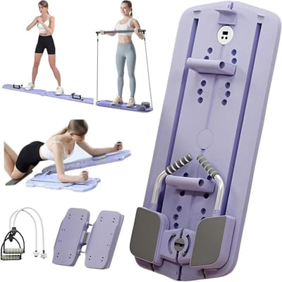 Pilates Reformer Board - Core Trainer - Thuis Fitness - 5-in-1 Multifunctioneel - 37" x 5" x 16" - Paars
