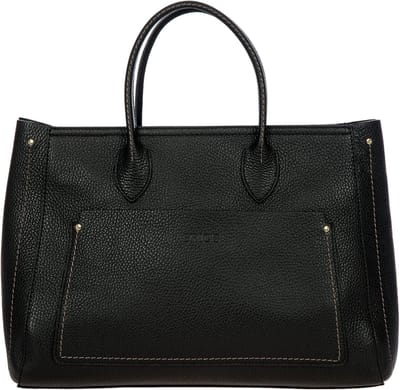 BRIC'S Leren Shopper Schoudertas Gondola Tulipano Tote Bag Black Zwart