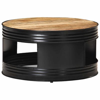 vidaXL - Salontafel - 68x68x36 - cm - massief - ruw - mangohout - zwart
