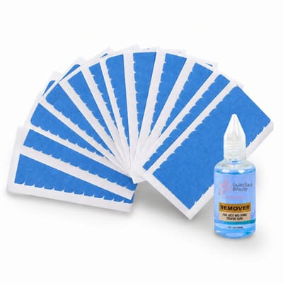 Guardian Beauty Ultra Hold Veter - Pruikentape - Ultra Hold Veter - Blauw - 60 stuks + 12 stuks - Met Pruik Tape Verwijderaar - 30ml - Haar Extensions