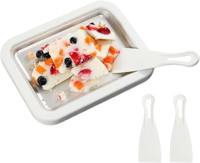 Rol ijsmachine - Yoghurtrollenbak Dessertmaker - Desserts Maken - Handmatig Schrapmechanisme - 22.6 cm - Wit
