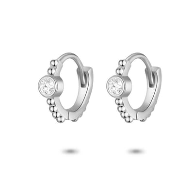 Twice As Nice Oorbellen in zilver, oorring, bolletjes, wit zirkonia