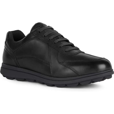 Geox U SPHERICA EC12 Leren Rundleer Heren Zwarte Sneakers