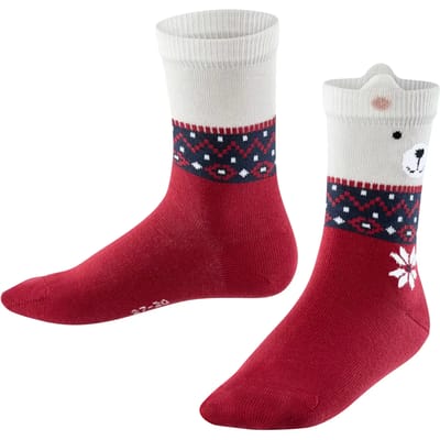 FALKE Ice Bear gedessineerd katoen sokken kinderen rood - maat 23-26