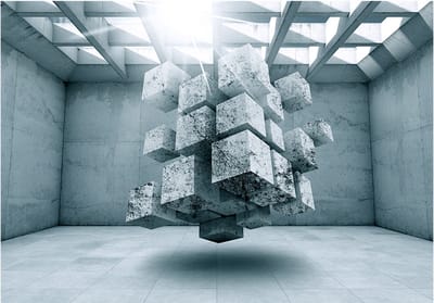Fotobehangkoning - Behang - Vliesbehang - Fotobehang 3D Geometrie - Trapped in Space - 150 x 105 cm