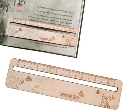 Leesliniaal Hout - Leeshulpmiddel Tekstgids - Kind Student Leraar - Natuurlijk Materiaal - 20x6cm - Houtkleur