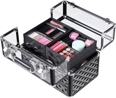 Aura® Visagie Koffer - Make Up Organizer - Make Up Koffer - Zwart - 12cm x 8cm x 9cm
