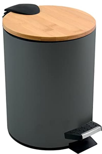 Moderne Afvalemmer voor Badkamer - 3L, Roestvrij Staal, Bamboe, Softclose Mechanisme