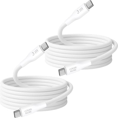 Usb C kabel - 2 stuks - Usb C naar usb C - Snel oplaadkabel met usb C aan beide kanten - Snellader - 3 meter - Wit